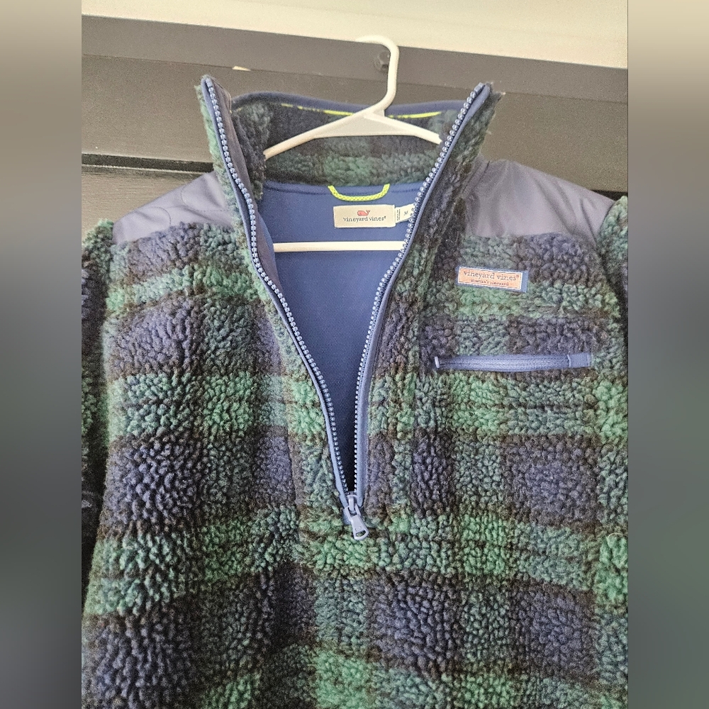 Simply Southern Navy and Green Plaid Fleece Pullover - Picture 3 of 5